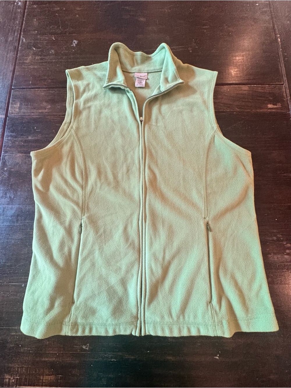 L.L. Bean Mint Green Fleece Zip-Front Vest